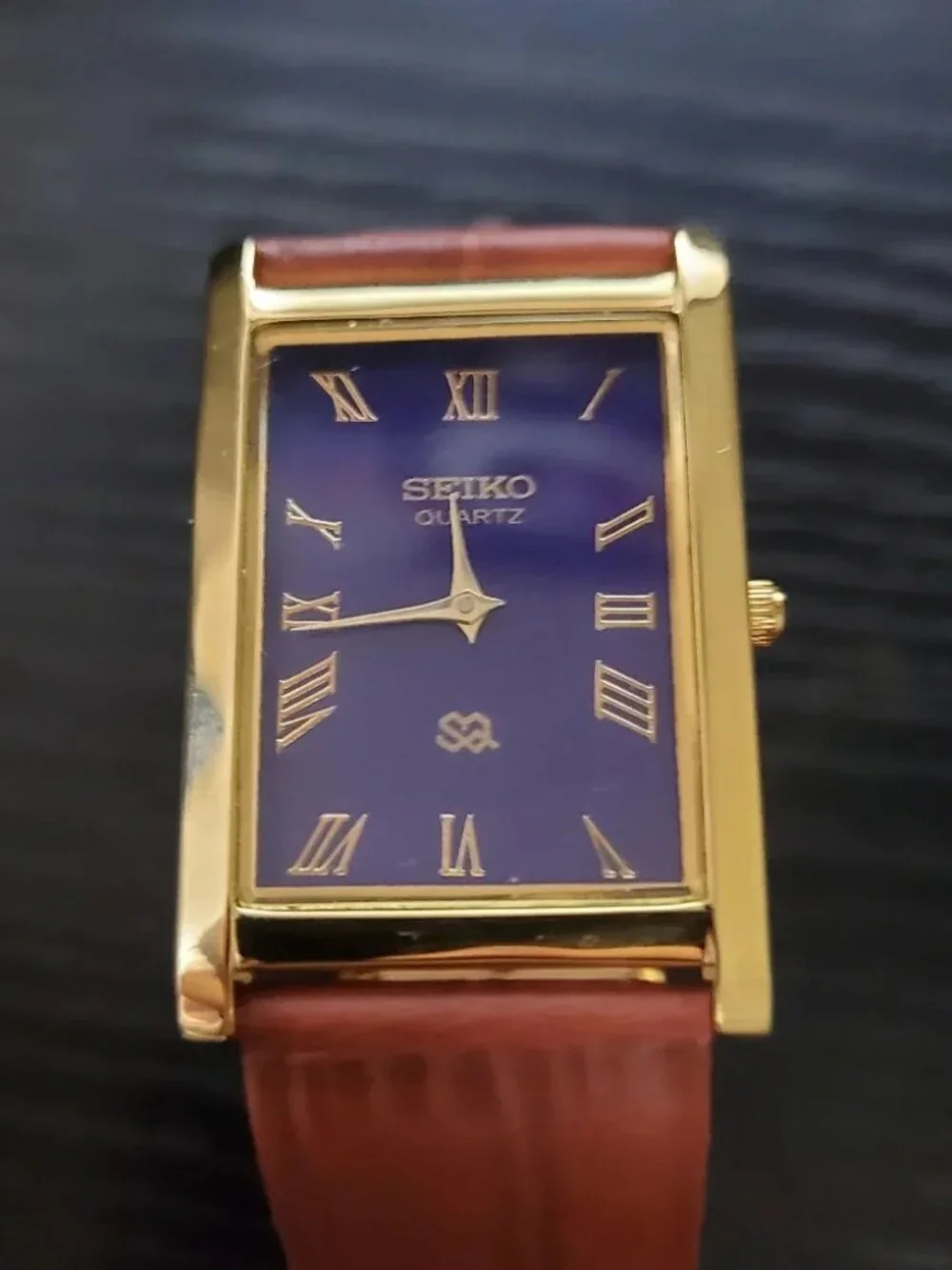Mint Condition - Rare - Vintage Seiko Slim Tank Quartz Men's Leather Watch